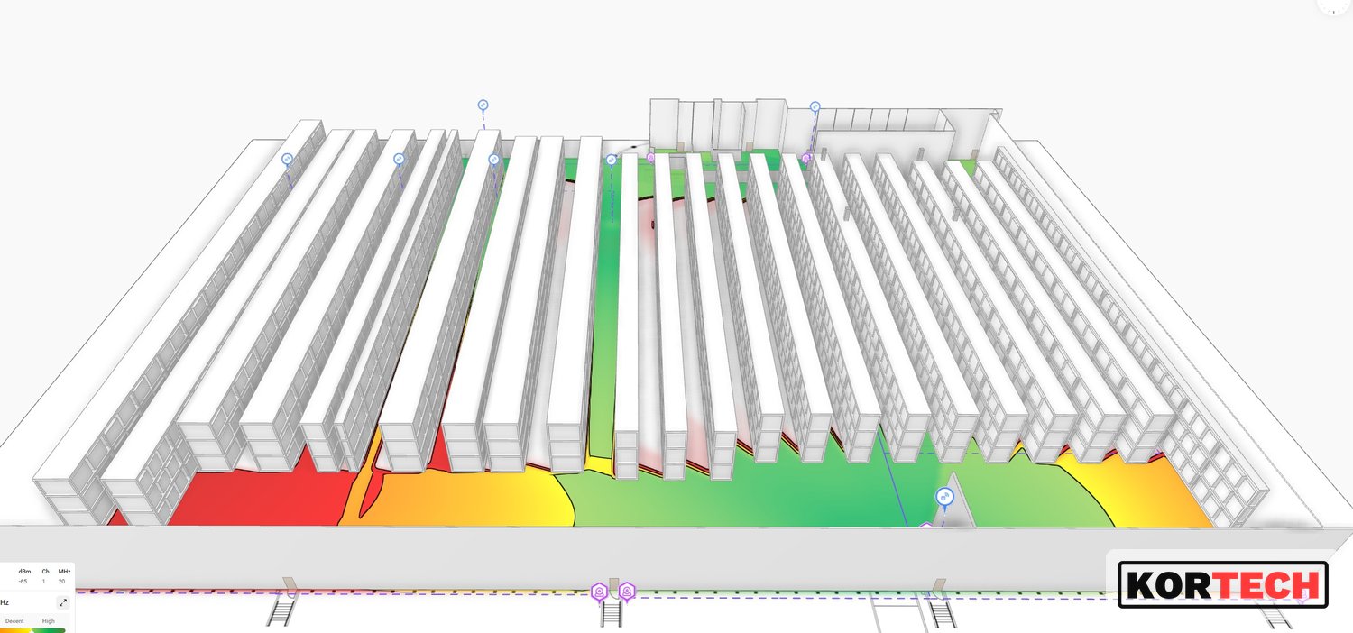 3D predictive Wi-Fi coverage model of a warehouse